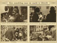 870026 Collage van 4 foto's betreffende de waren- en rommelmarkt op de Neude te Utrecht.